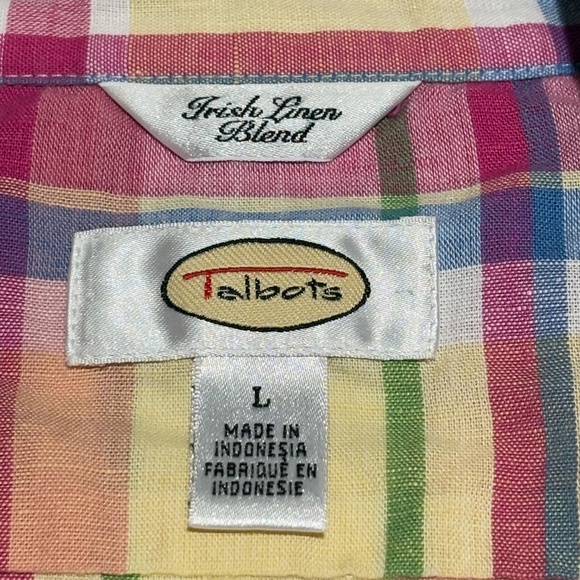 Talbots Women Irish Linen Long Sleeve Button Up Shirt Sz L Breathable Beach Prep - Picture 5 of 9
